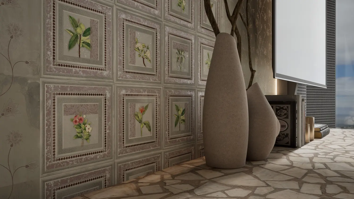 Qubonic wall tiles in a room