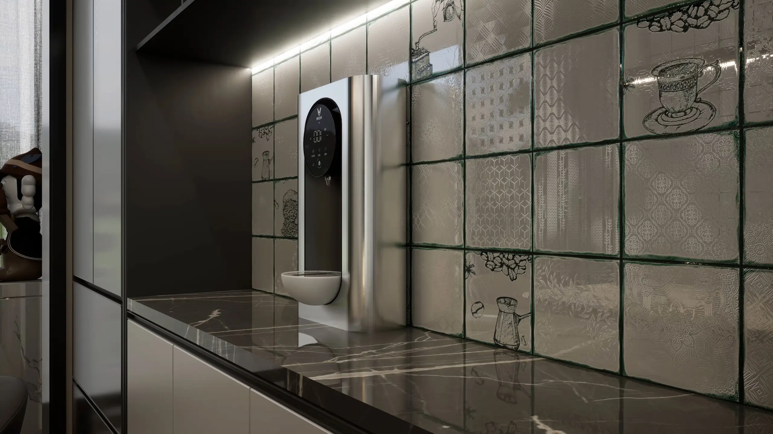 Willow Kitchen wall tiles in a room