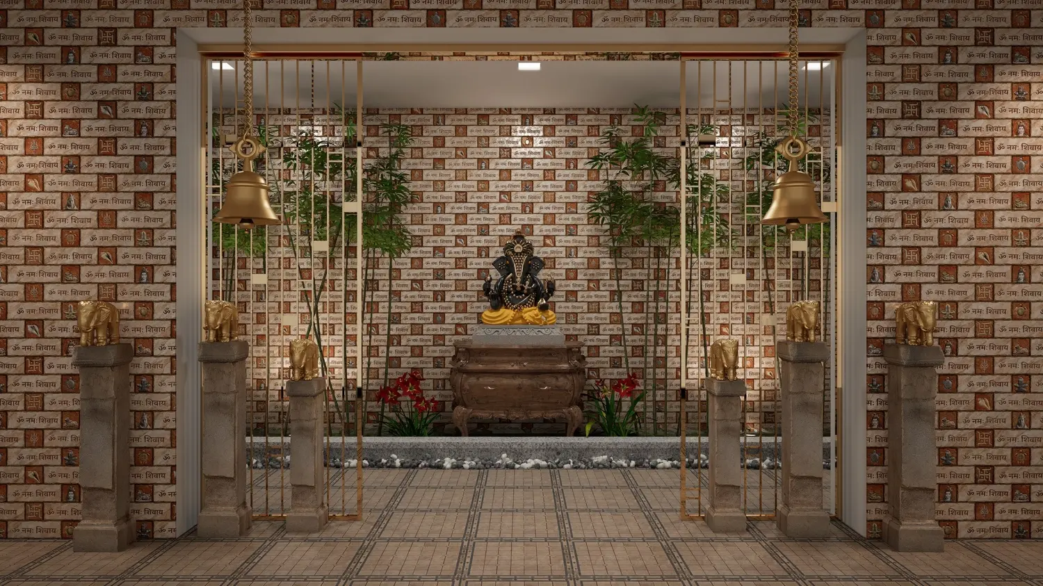 Angira Ishvara wall tiles in a room