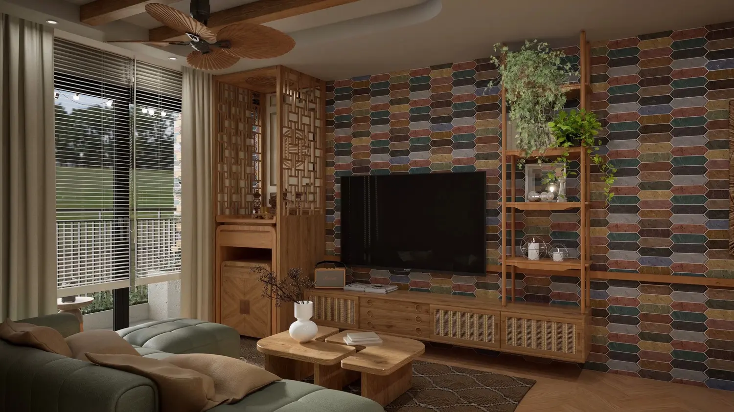Specturm Smoke wall tiles in a room